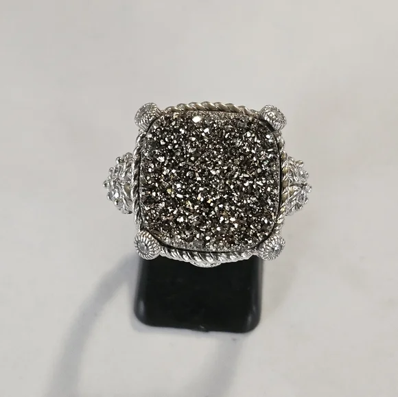 Genuine Judith Ripka Druzy Quartz Ring in Sterling Silver Size 7! - Picture 3 of 7